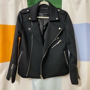 Black neoprene moto jacket